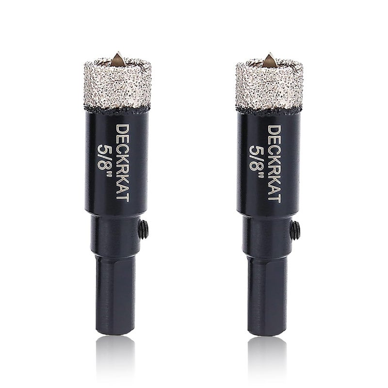 DECKRKAT 5/8"Diamond Hole-Saw Bits with Pilot Drill Bit - 2pc 5/8" Diamond Tipped Tile Hole Saws with Guiding Bit Accurate Drilling for Porcelain Tile Ceramic Pottery Granite Stone Glass Bottles 16mm - Image 1